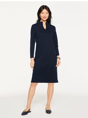 Talbots Navy Split-V Long Sleeve Sheath Dress